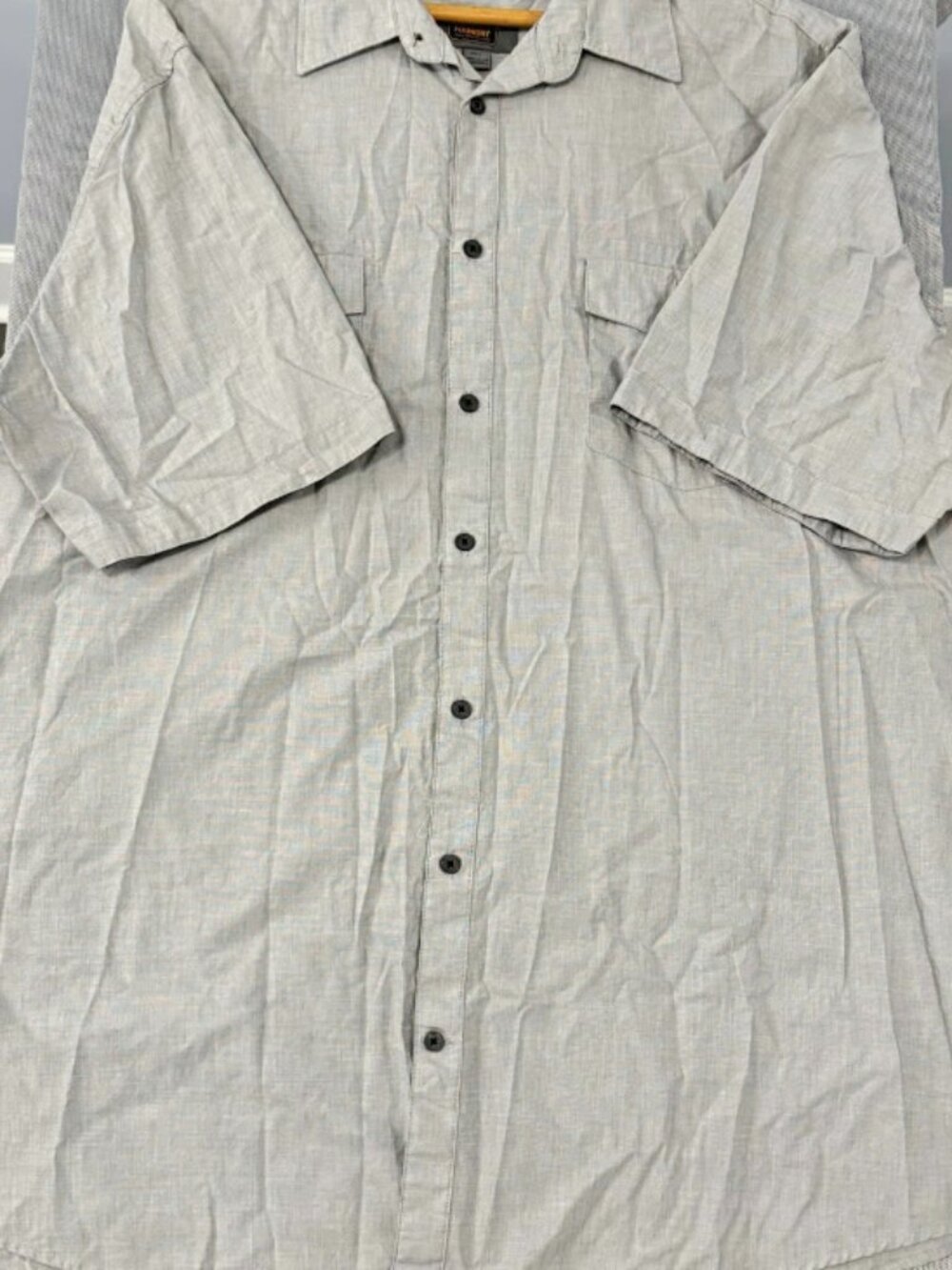 Foundry Supply Co Men 2XLT Gray Short Sleeve Button Up Woven Stretch Pockets